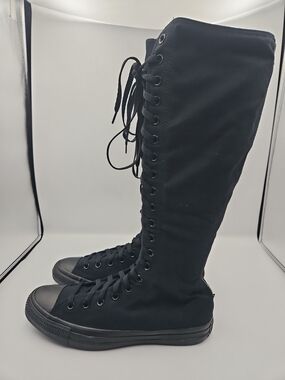 Converse Black Knee-High Lace-Up Canvas Boots